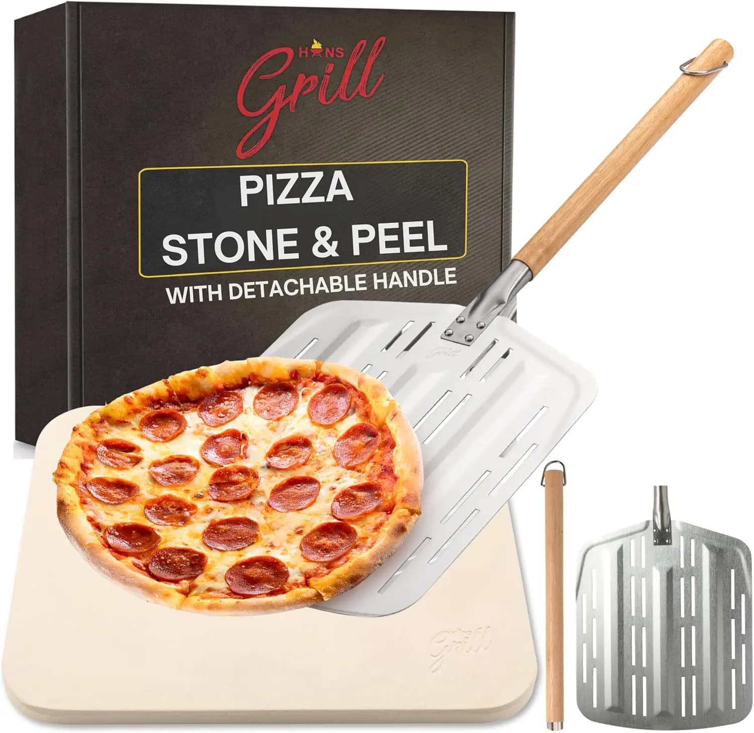 Pietra per pizza XL per forno, grill e barbecue con spatola in alluminio gratuita - Rettangolare 15x12 pollici