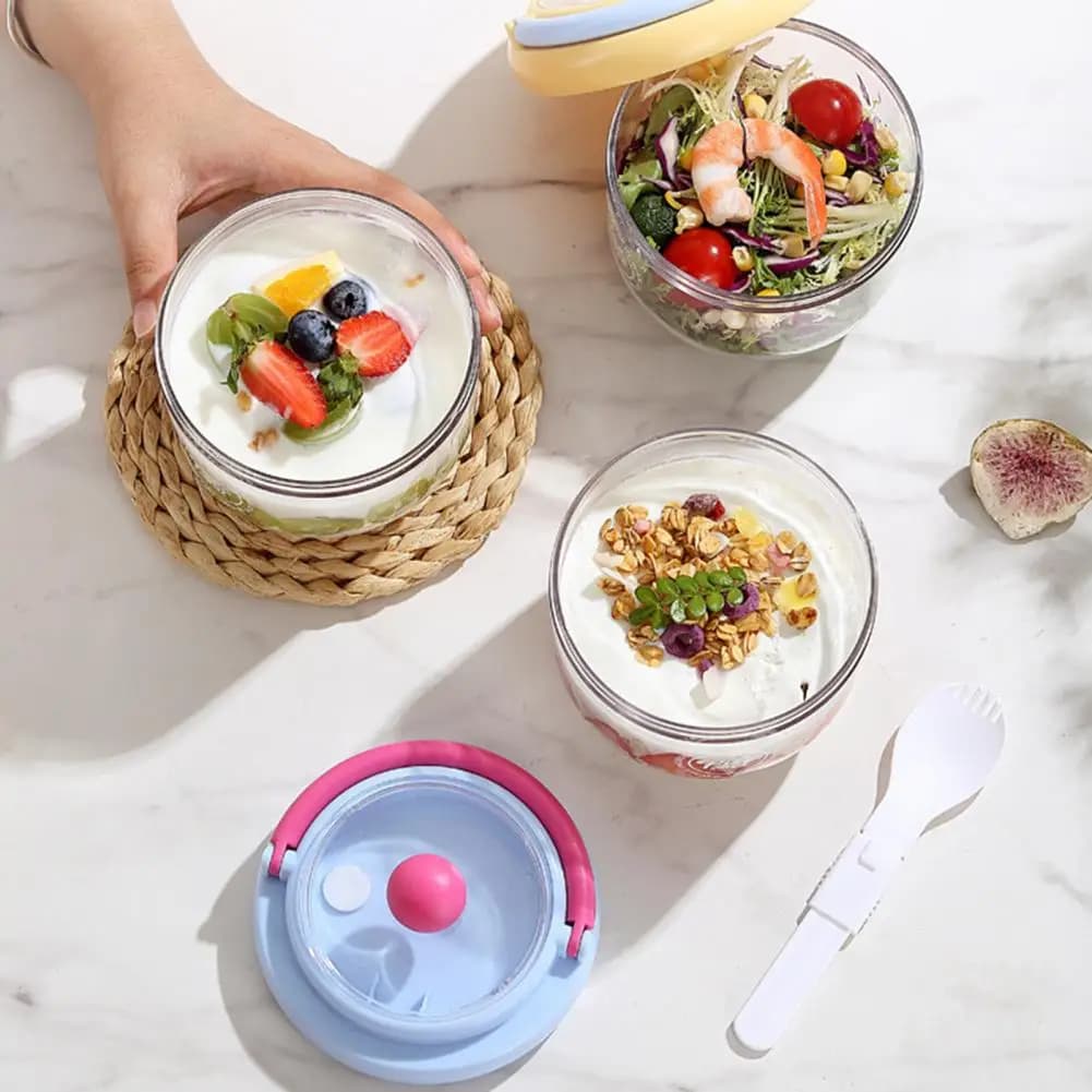 Set di Contenitori per Colazione: Tazze per Cereali, Yogurt, Frutta, Latte, Insalata, Pranzo e Conservazione Alimenti - Accessori da Cucina
