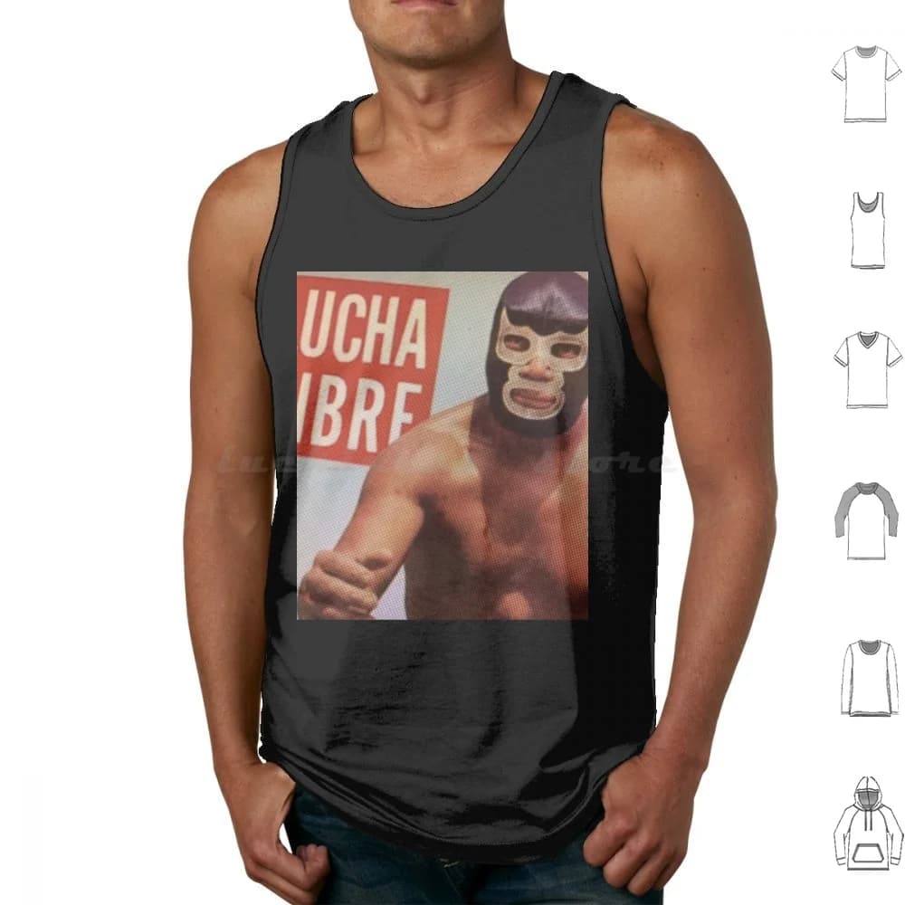 Lucha Libre-Blue Demon Canotte Stampa Cotone Blue Demon Lucha Libre Messicano Messico Luchador Mascara Wrestler Wrestling