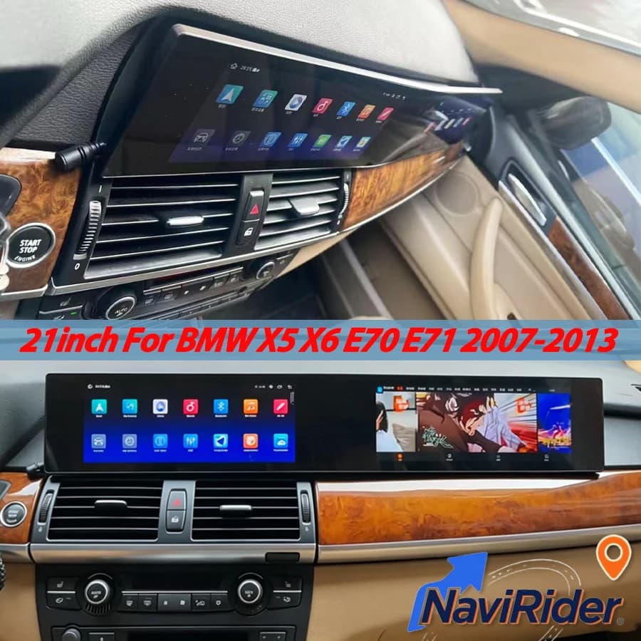 21inch Touch Dual Screen For BMW X5 X6 E70 E71 2007-2013 Stereo Navigation Android Auto CarPlay Car GPS Multimedia Display Audio