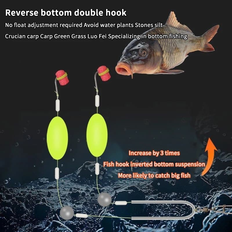 'Nice' 1 piece 2 fish hooks with Iseni frame, I love with ardor for carp fishing, ready to use, size 3 # -14 # Fishing baits for the Carp