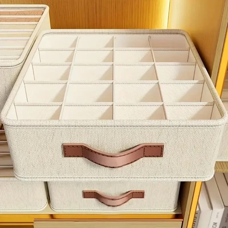 1/2 pieces beige folding drawer organizer stackable storage container fabric socks underwear bras accessories closet organizers storage