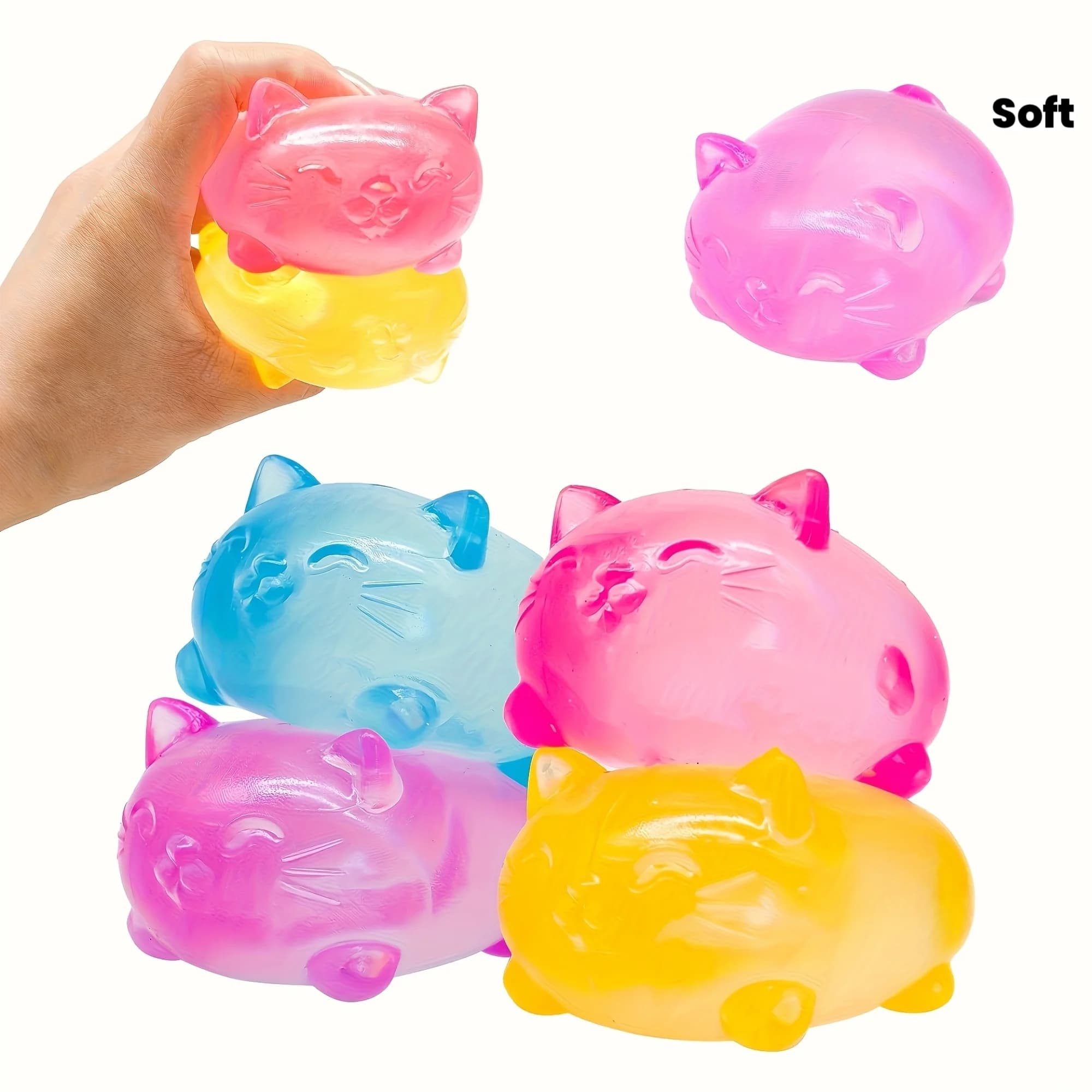 1PC Simpatico giocattolo morbido a forma di gatto sdraiato, antistress morbido ed estensibile, regalo portatile per compleanno, festa dei bambini, Pasqua