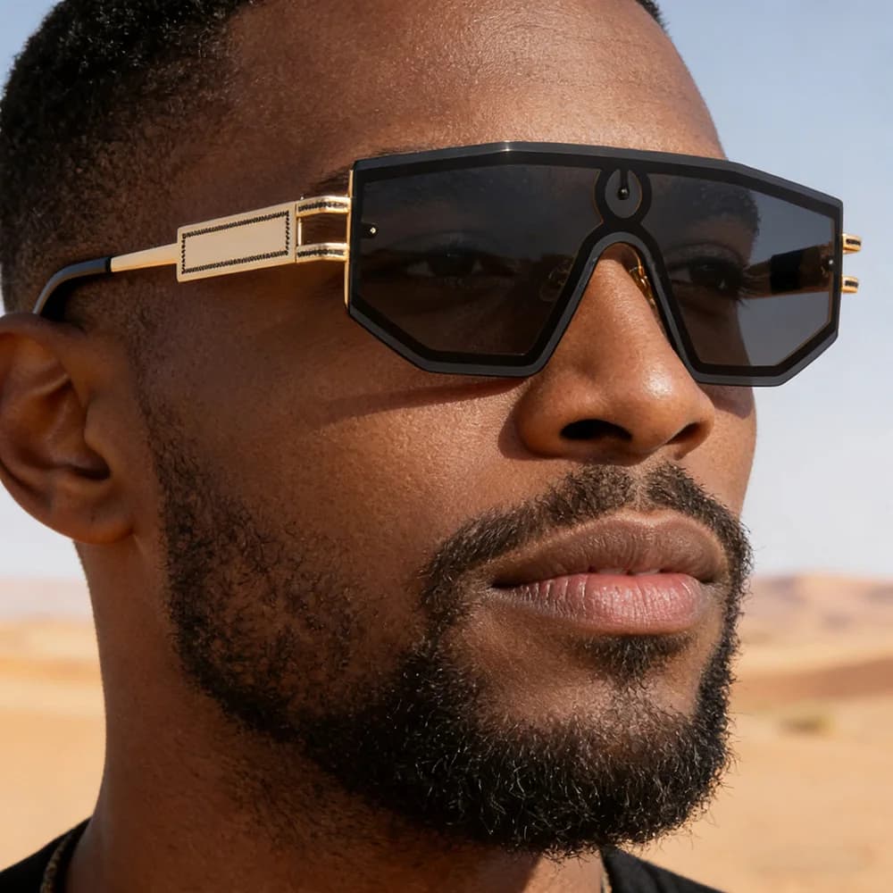 Premium Luxury Design One-piece Punk Sunglasses Men Women 2026 Fashion Metal Anti-reflective Outdoor Sun Shades Gafas UV400