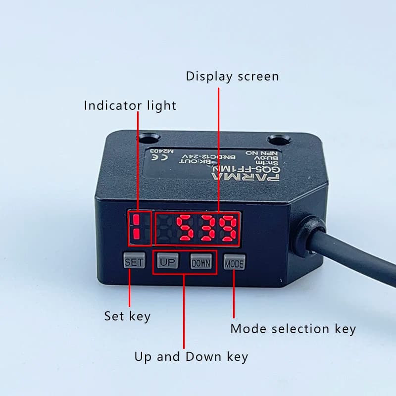 display digitale sensore fotoelettrico riflessione diffusa luce rossa visibile regolabile a lunga distanza GQ5-FF1MN