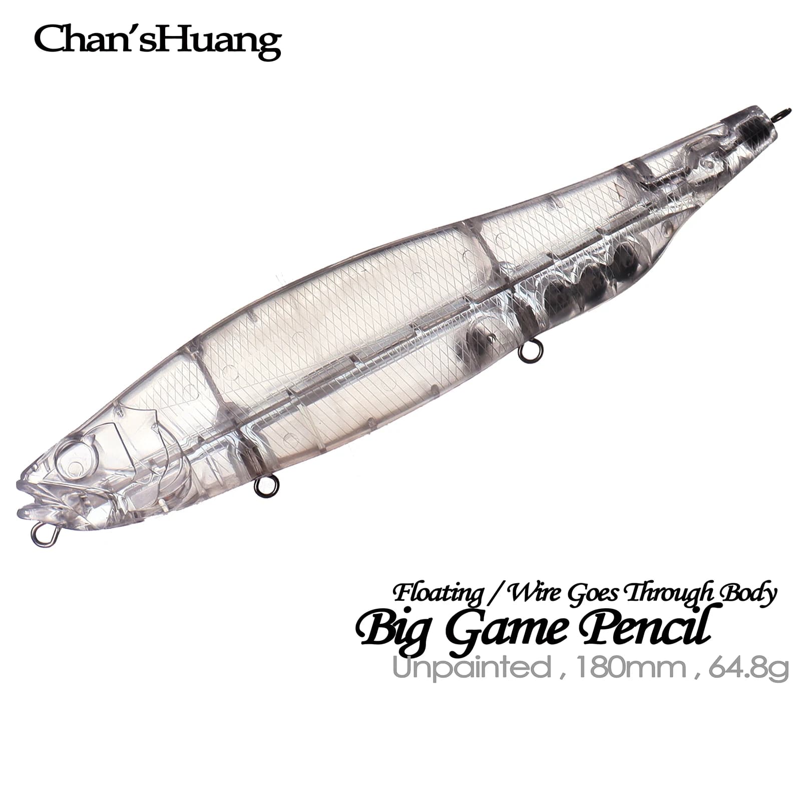 Chan’sHuang 3 Pezzi Grezzi Non Verniciati 19cm/64g Esche Artificiali Galleggianti Tipo Pencil con Sonaglio e Filo Passante per la Costruzione Fai-da-te di Esche da Pesca