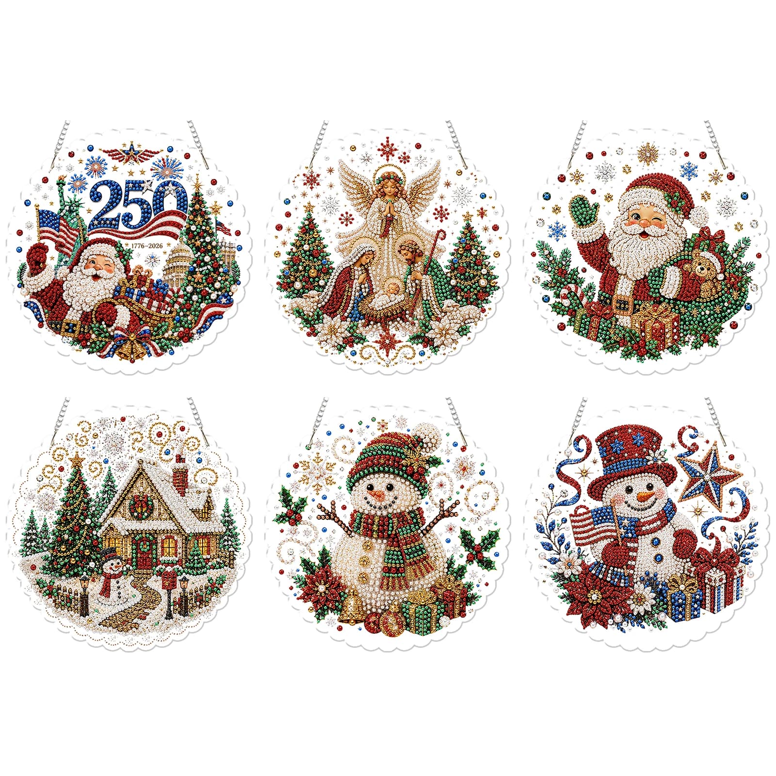 Acrylic Diamond Dot Painting DIY Kit Double Sided Rhinestone Gem Pendant Hanging Art Ornament Decoration