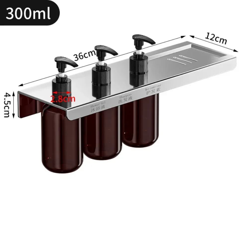 Dispenser di sapone in acciaio inossidabile con portaoggetti Dispenser di sapone in plastica 20cm 28cm 36cm Accessori per riporre la doccia del bagno