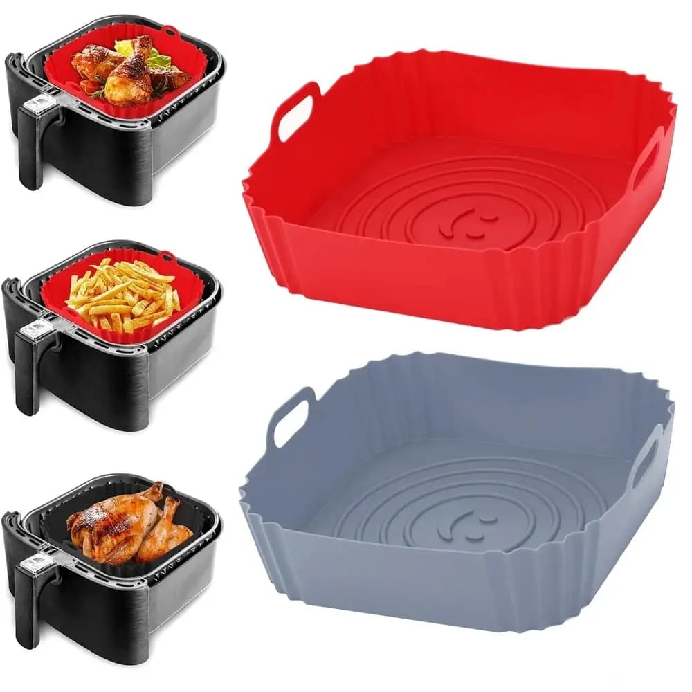 1PC Riutilizzabile Airfryer Pan Liner Accessori Friggitrici Ad Aria In Silicone Forno Teglia Pizza Pollo Fritto Airfryer Cestino In Silicone