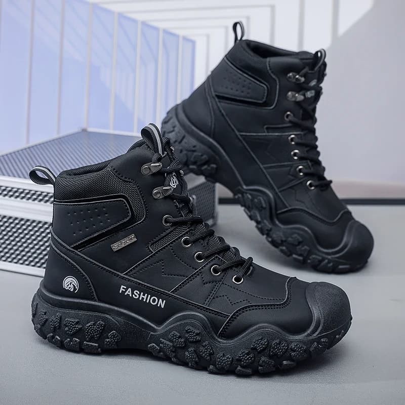 Stivali da Trekking da uomo scarpe invernali da esterno stringate antiscivolo sportive stivali da Trekking Casual scarpe calde da uomo in pelle scamosciata
