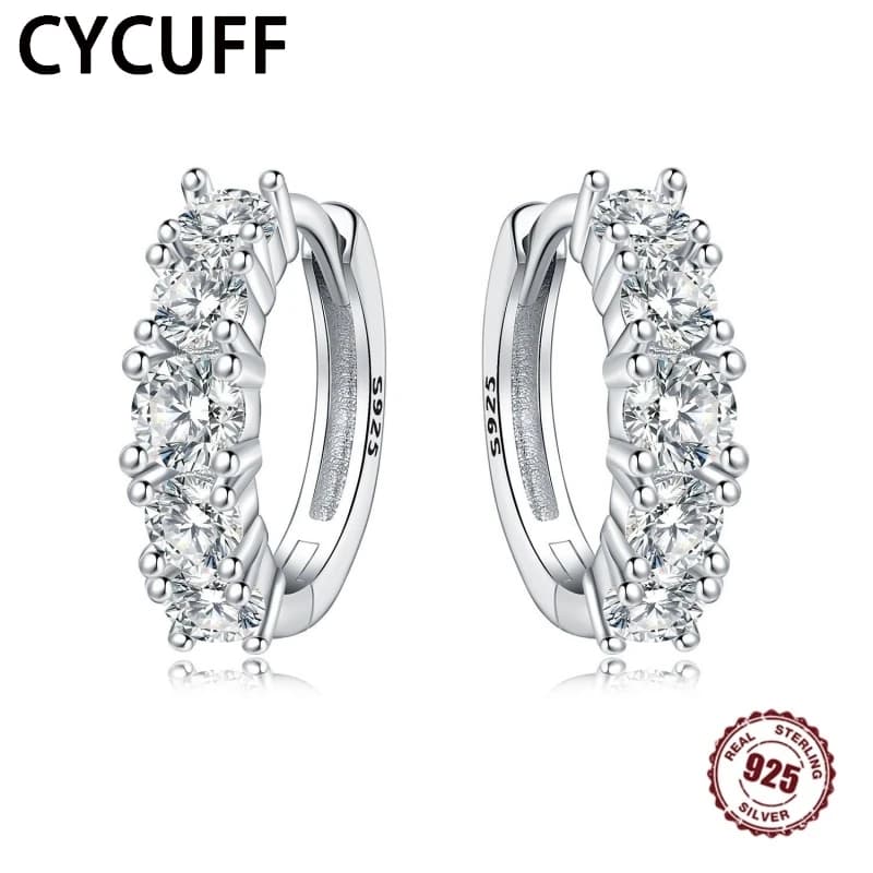 CYCUFF 925 Sterling Silver Hoop Earrings Original Large Double Circle Zircon Earrings For Women Wedding Party Fine Jewelry Gifts