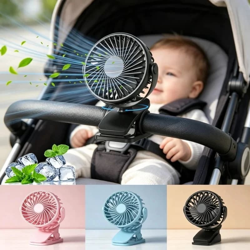 720°Rotatable Clip Fan Portable Mini Cooler Fan Built In Night Lamp USB Rechargeable Personal Fan For Outdoor Camping Ventilador