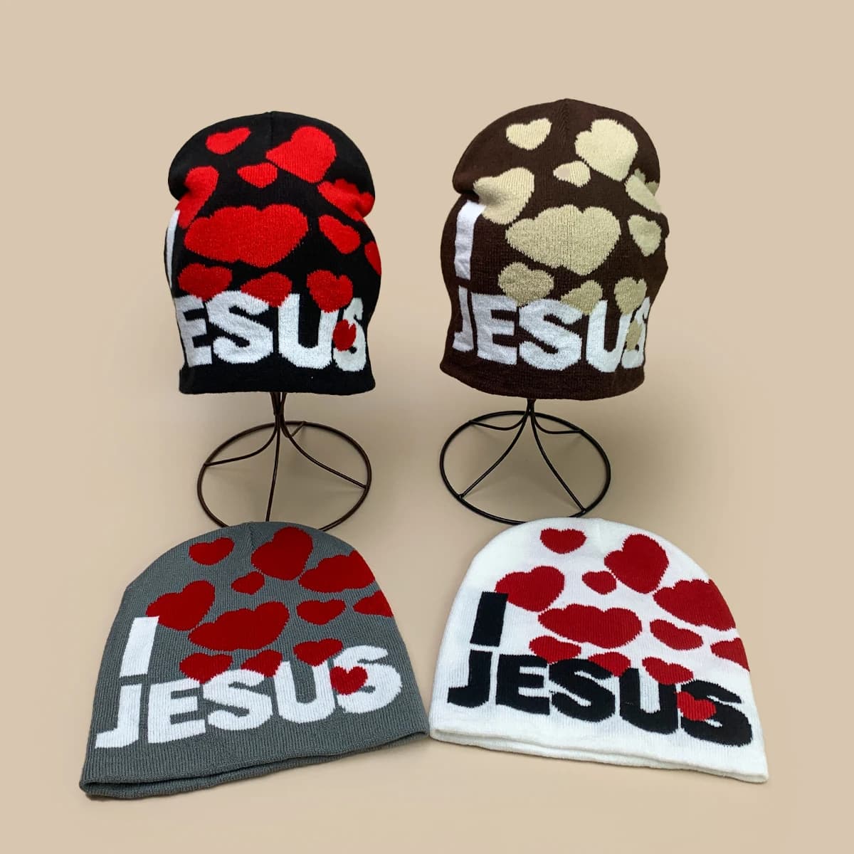 Berretti Lavorati a Maglia con Lettere Jacquard 'Love Jesus', Stile Americano, Nuovi, Caldi, Versatili, alla Moda, Hip-hop, per Uomo e Donna
