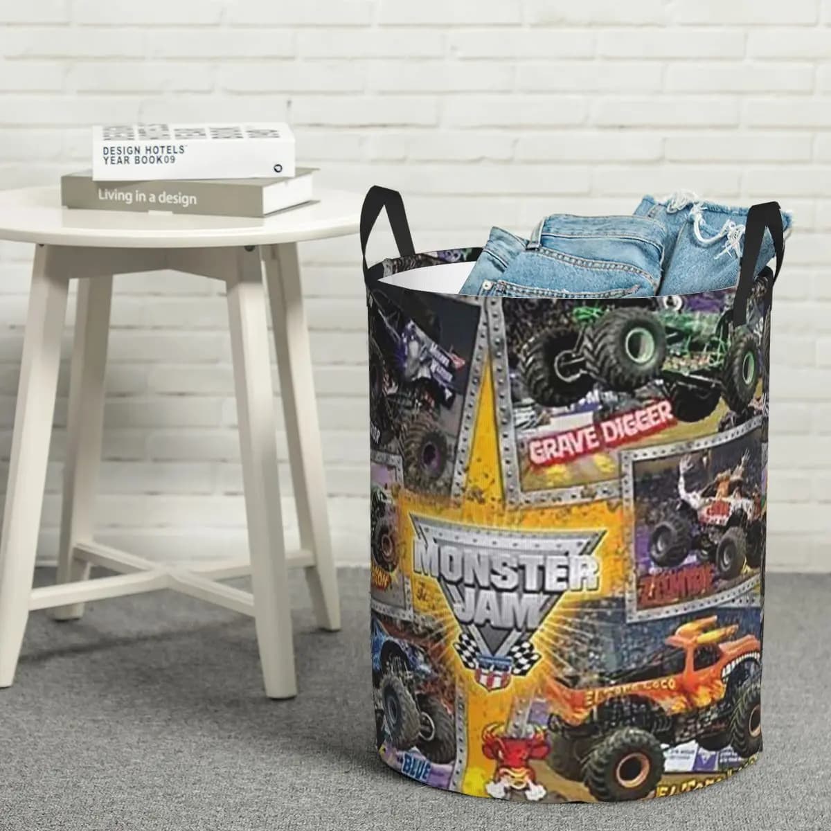 Laundry Collector Classic Monster Jam Pattern Foldable Laundry Basket Home Organizer Children Washing Basket Home Organizer