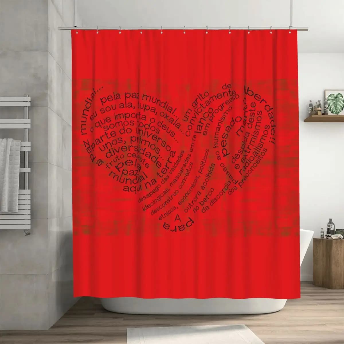 Tenda da doccia Lyrical Heart III, tende da bagno impermeabili in poliestere con ganci