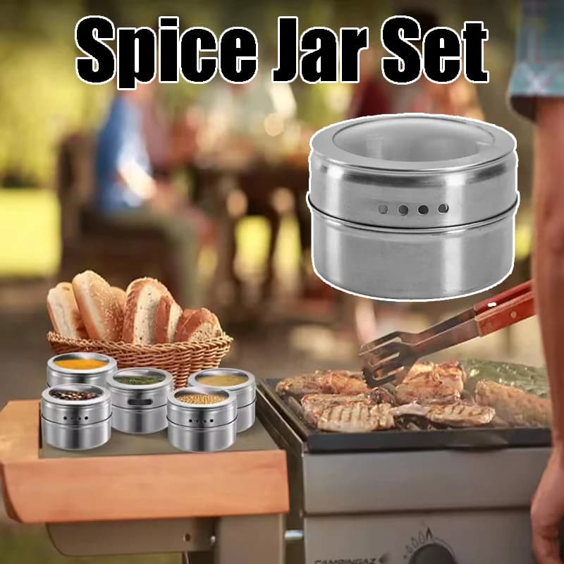 Set di Barattoli Magnetici per Spezie con Contenitori in Acciaio Inox, Utensili per Pepe, Contenitori per Condimenti per Cucina e Frigorifero
