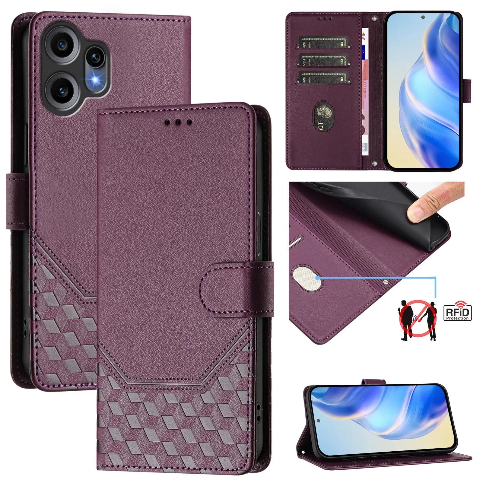 Custodia per telefono con blocco RFID e porta carte per Nothing Phone (3a), Nothing Phone 2a, CMF Phone 1, 2 Pro, Phone 3a Pro