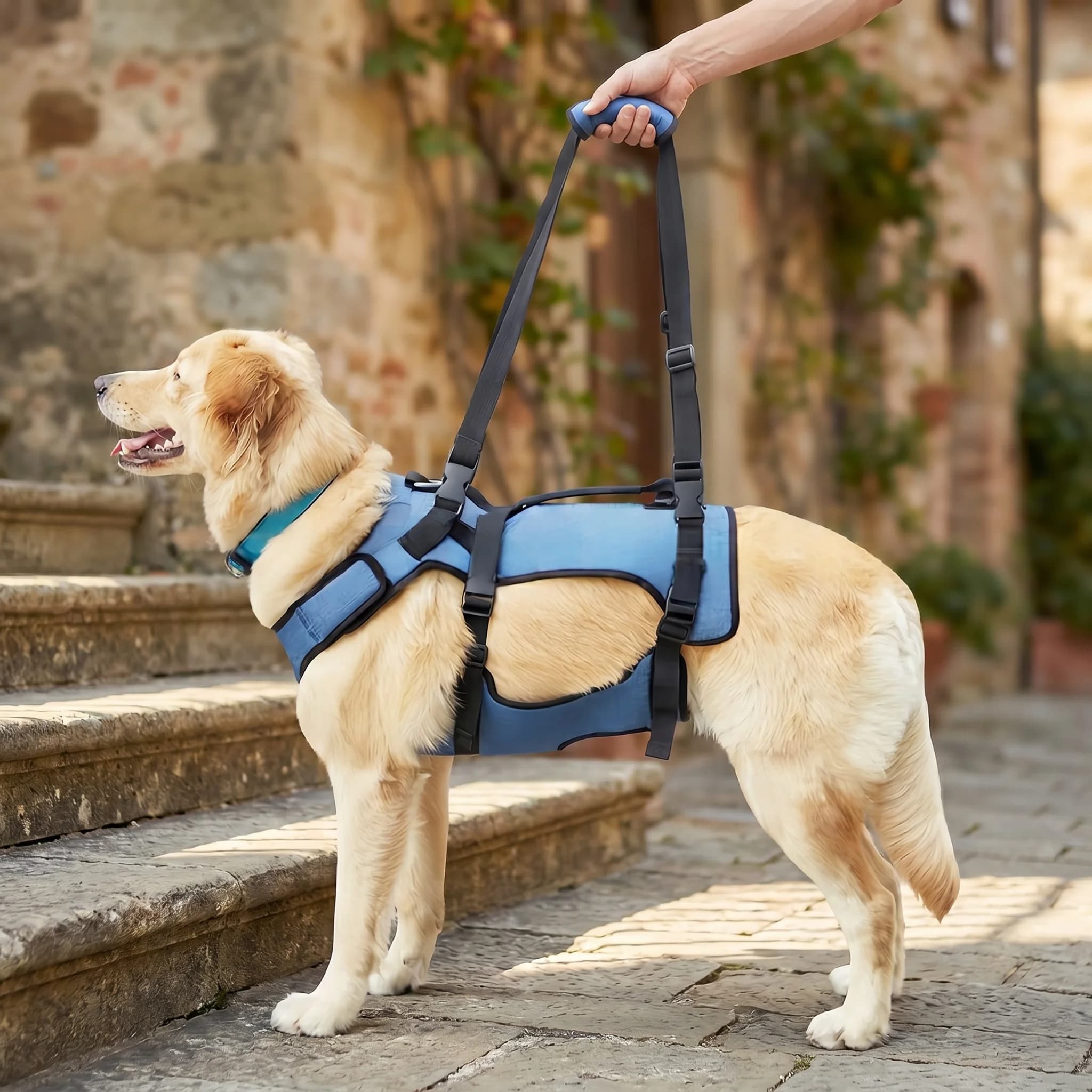 Imbracatura di supporto regolabile per cani, traspirante, con maniglia per gambe posteriori, aiuta a camminare e a salire