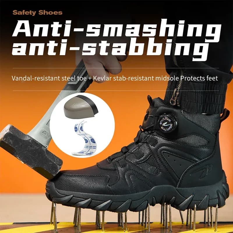 Nuovi Stivali di Sicurezza da Uomo, Scarpe da Lavoro Antiurto e Antiperforazione, Calzature Protettive con Punta in Acciaio per Esterni