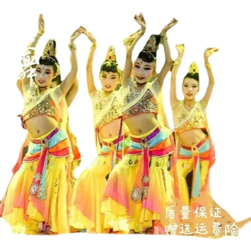 Dunhuang nuvole volanti classiche per bambini e fiumi danza festival etnico costumi di performance pipa;4.f'7;j,3'