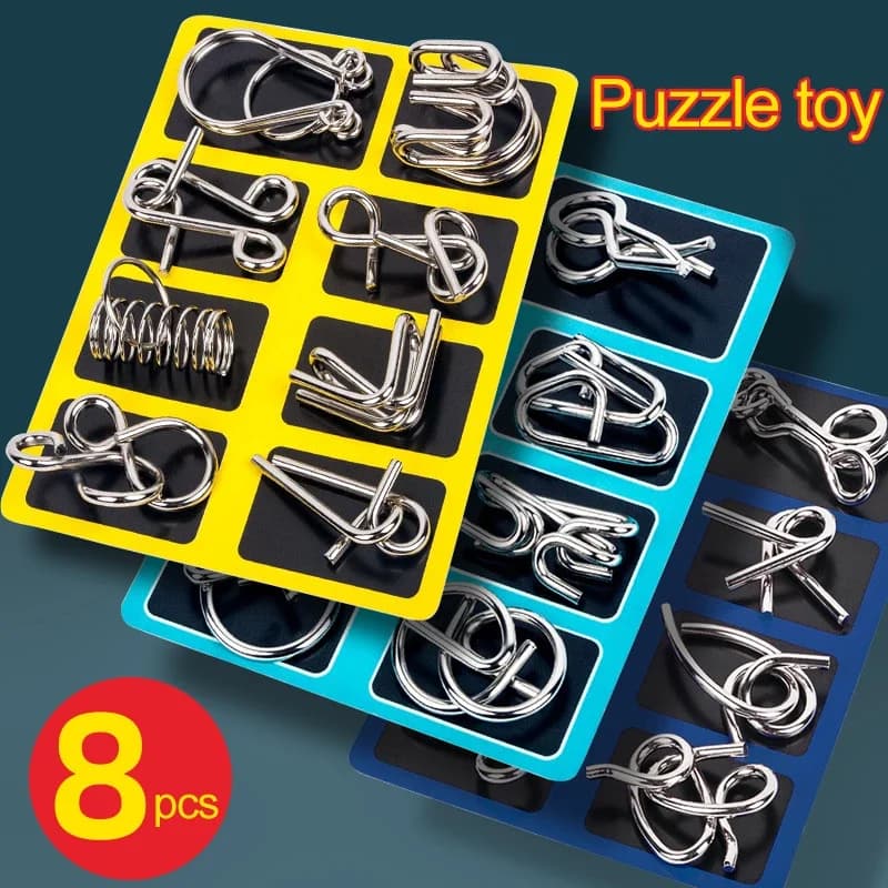 8 Pz/set Metallo Montessori Puzzle Filo Mente Rompicapo Puzzle Per Bambini Adulti Gioco Interattivo Mitigatore Giocattoli Educativi