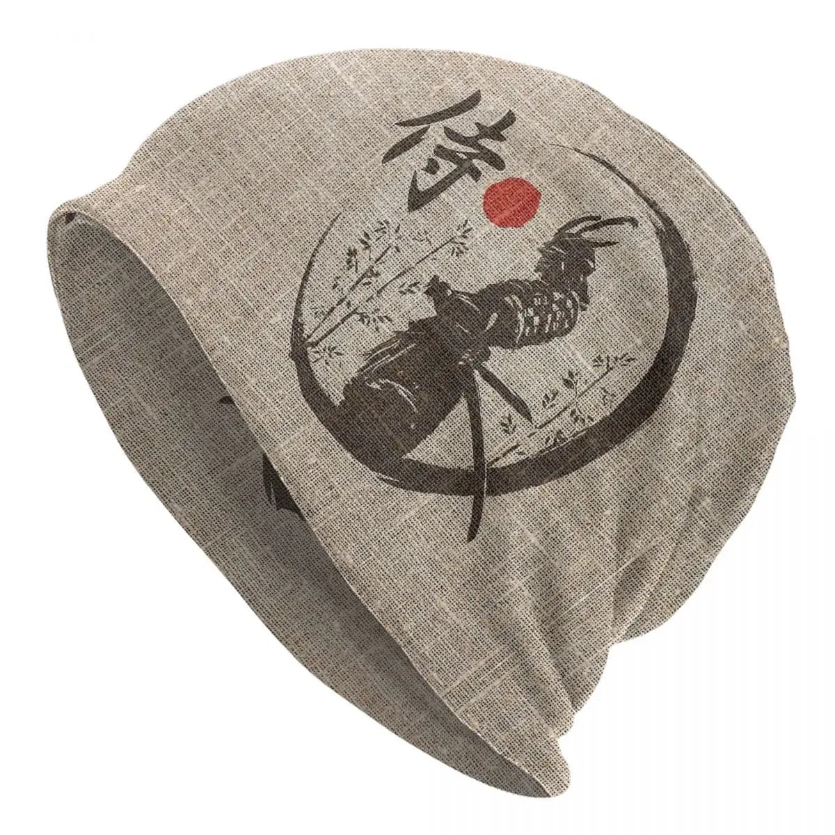 Japanese Warrior Cool Bonnet Hat Vintage Outdoor Samurai Skullies Beanies Hat Unisex Warm Dual-use Cap