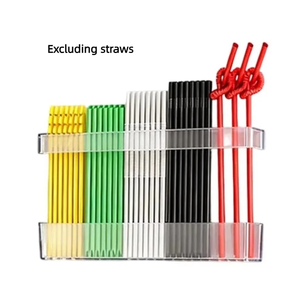 Transparent Straw Storage Box Drill-Free Space-Saving Wall-Mounted Shelf Drainage Holes No Assembly Required Clear Storage Rack