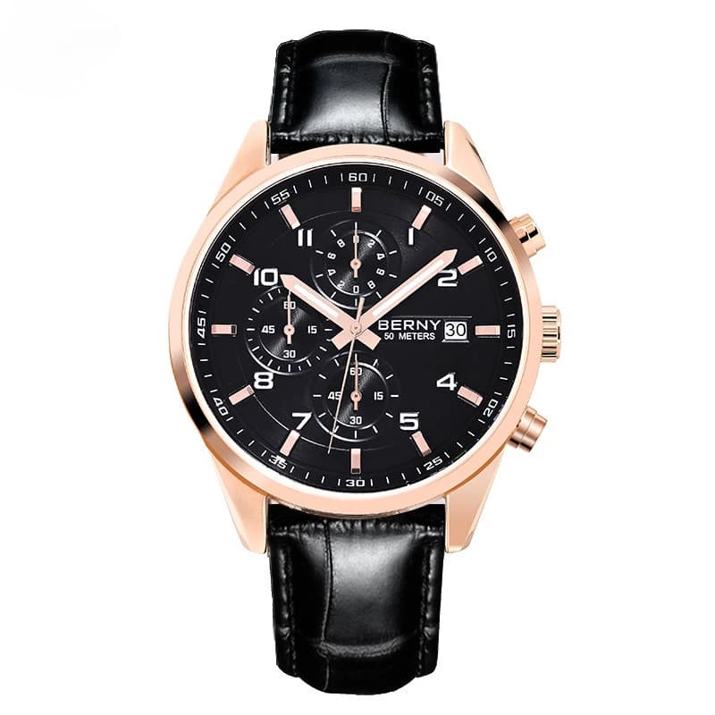 BERNY Watches for Men 42mm Quartz Chronograph Men's Watch Sapphire fashion Date Luminous Multi-function Sport Wristwatch