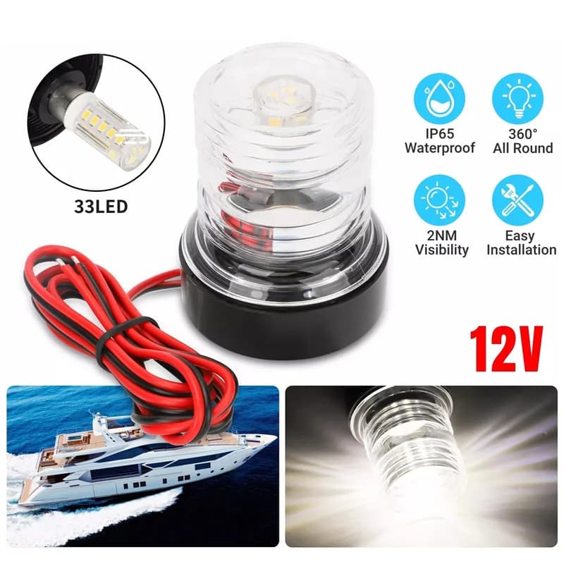 Luce di ancoraggio di navigazione a LED 12V 360 gradi tutto tondo per indicatore di segnale di navigazione per lampada a vela per yacht con luce per barche marine