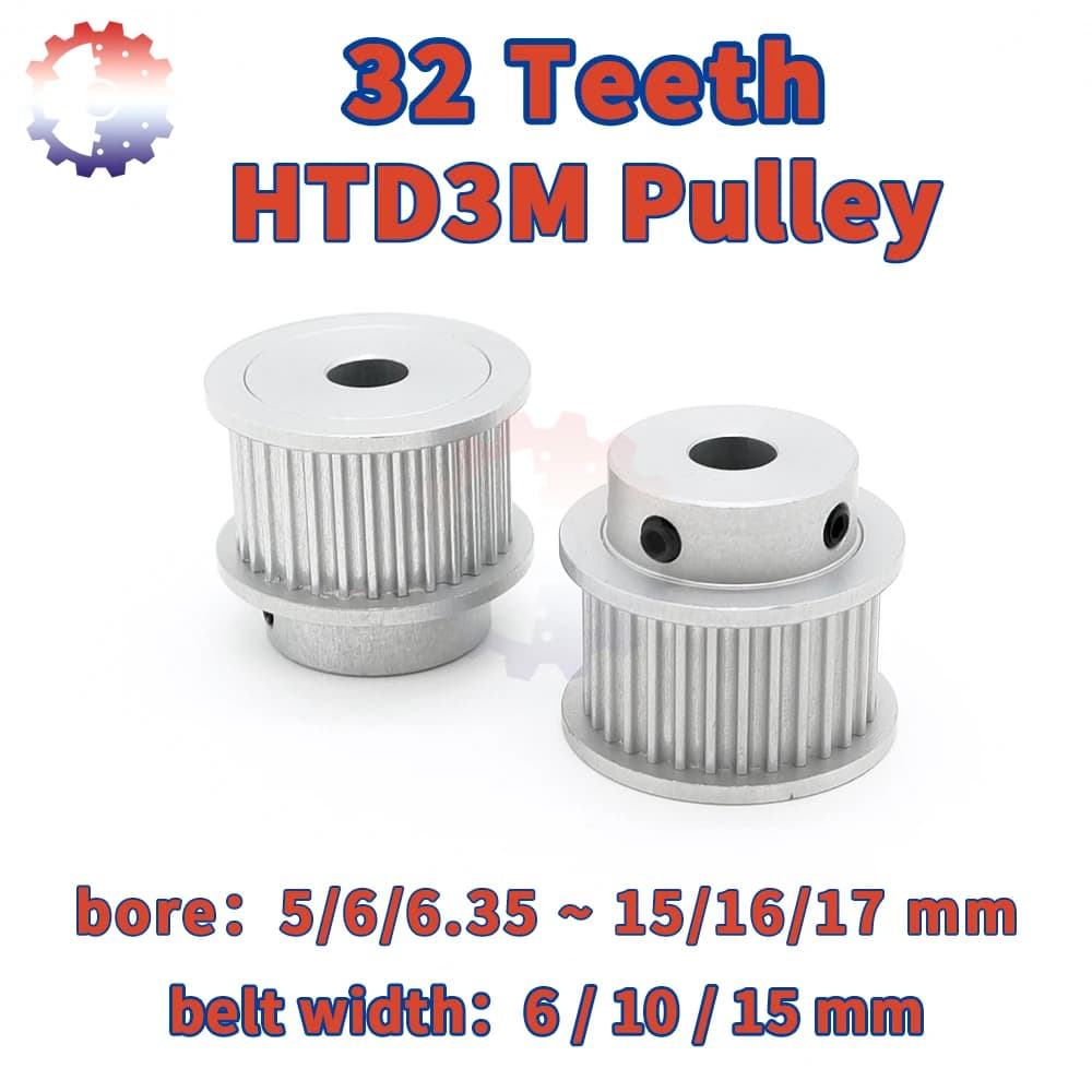 HTD3M 32teeth Pulley 3M Timing Pulley Bore 5/6/8/10~17mm Belt Pulley Width 6/10/15mm Synchronous Wheel 32T HTD 3M 32Teeth Pulley