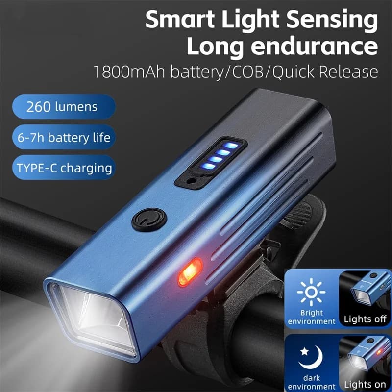 Luce per bicicletta Smart Light Sensing LED ricaricabile Set guscio in lega di alluminio Road MTB Bike anteriore posteriore faro lampada torcia elettrica