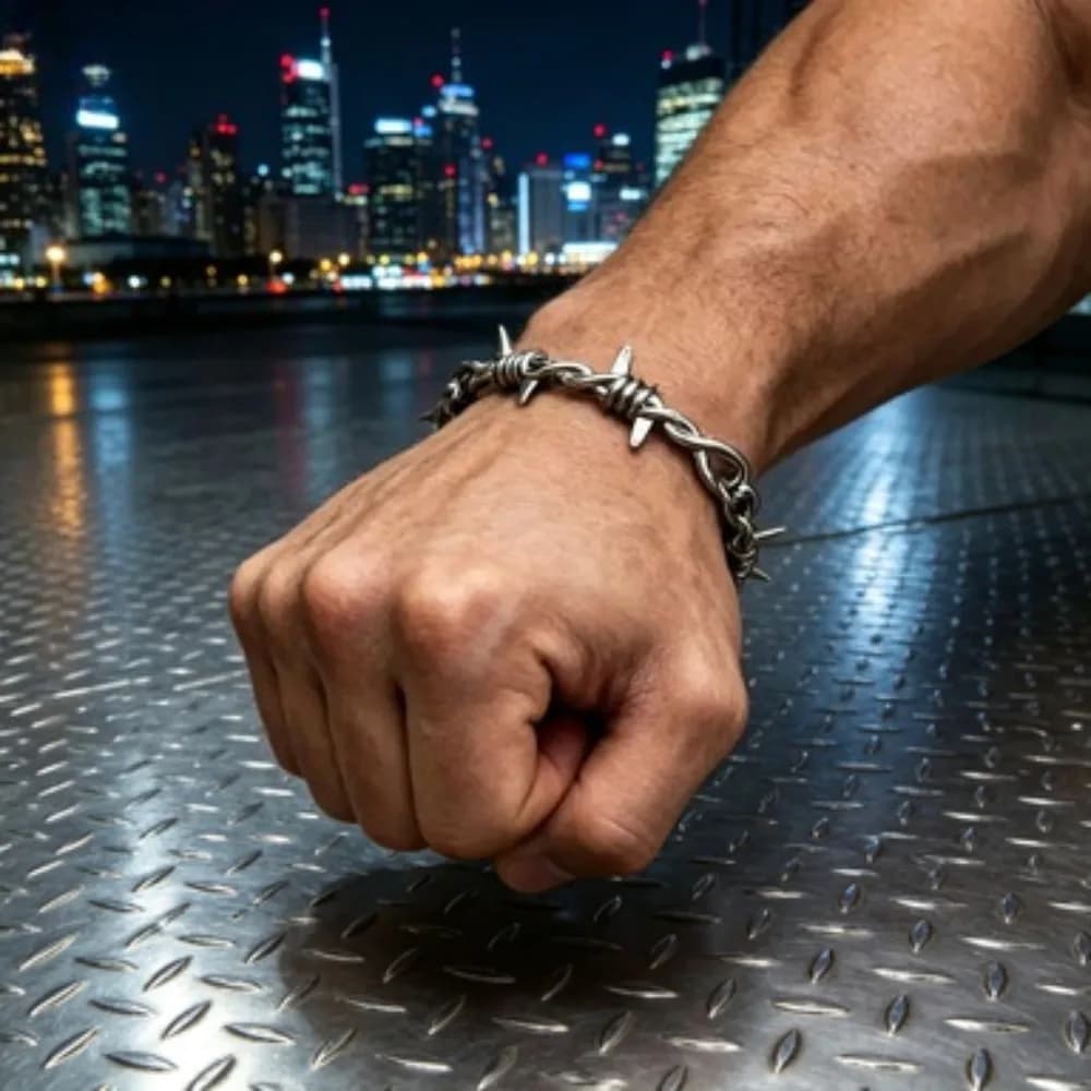 Barbed Wire Gothic Bracelet Chain Bracelets for Men Women Cuban Link Bracelet Jewelry