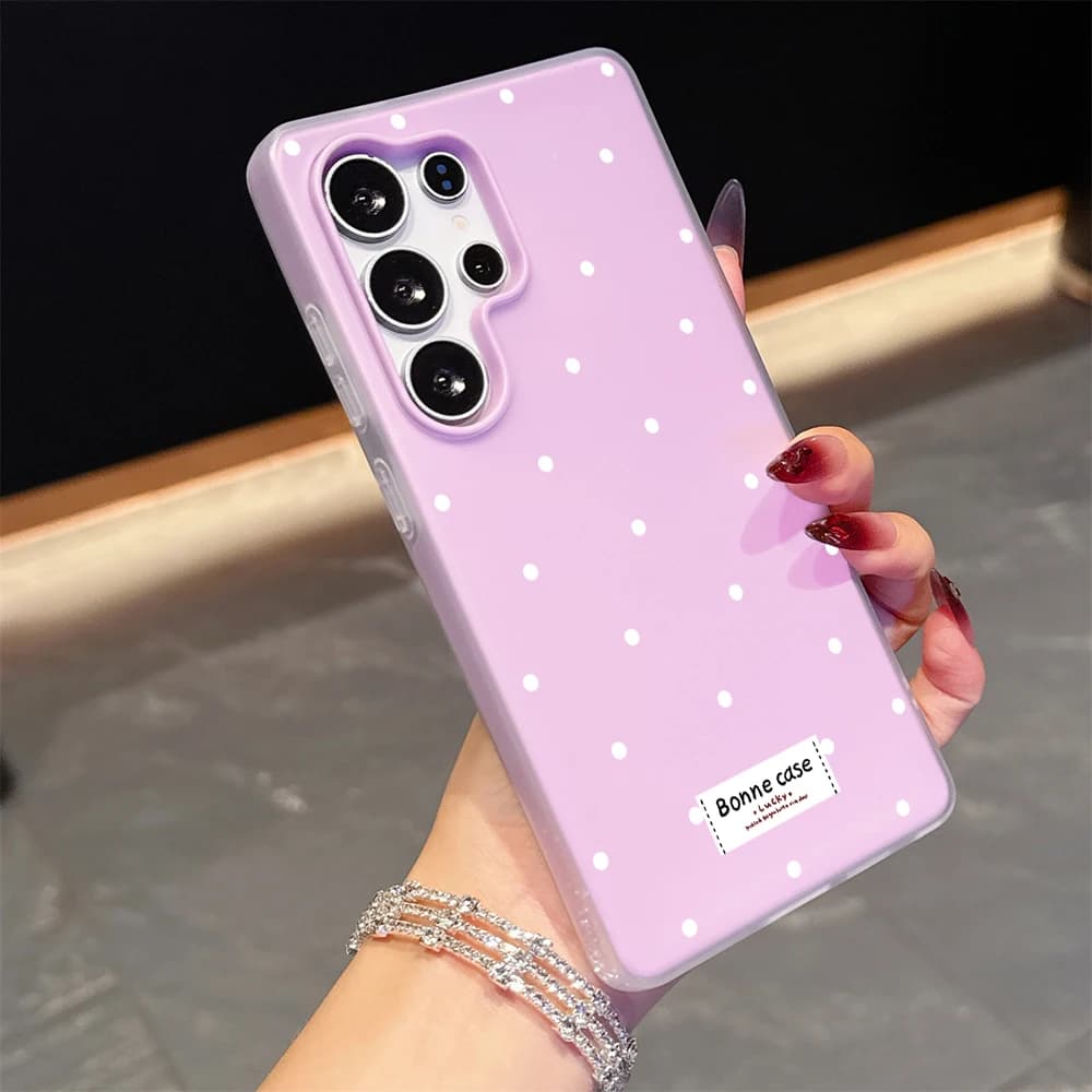 For Samsung Galaxy S26 S25 S24 S23 S22 Ultra Plus FE Case French Polka Dot INS Cover For A37 A36 A54 A55 A56 A57 A17 A07 Funda