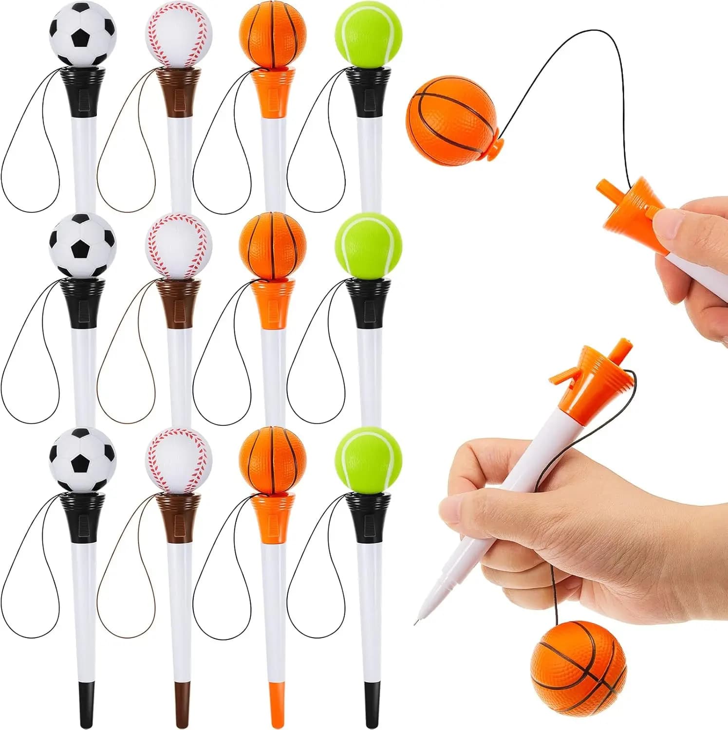 Monking Penne divertenti Basket Calcio Rugby Penne a inchiostro gel Salto Design Penna di decompressione per forniture per feste scolastiche di compleanno