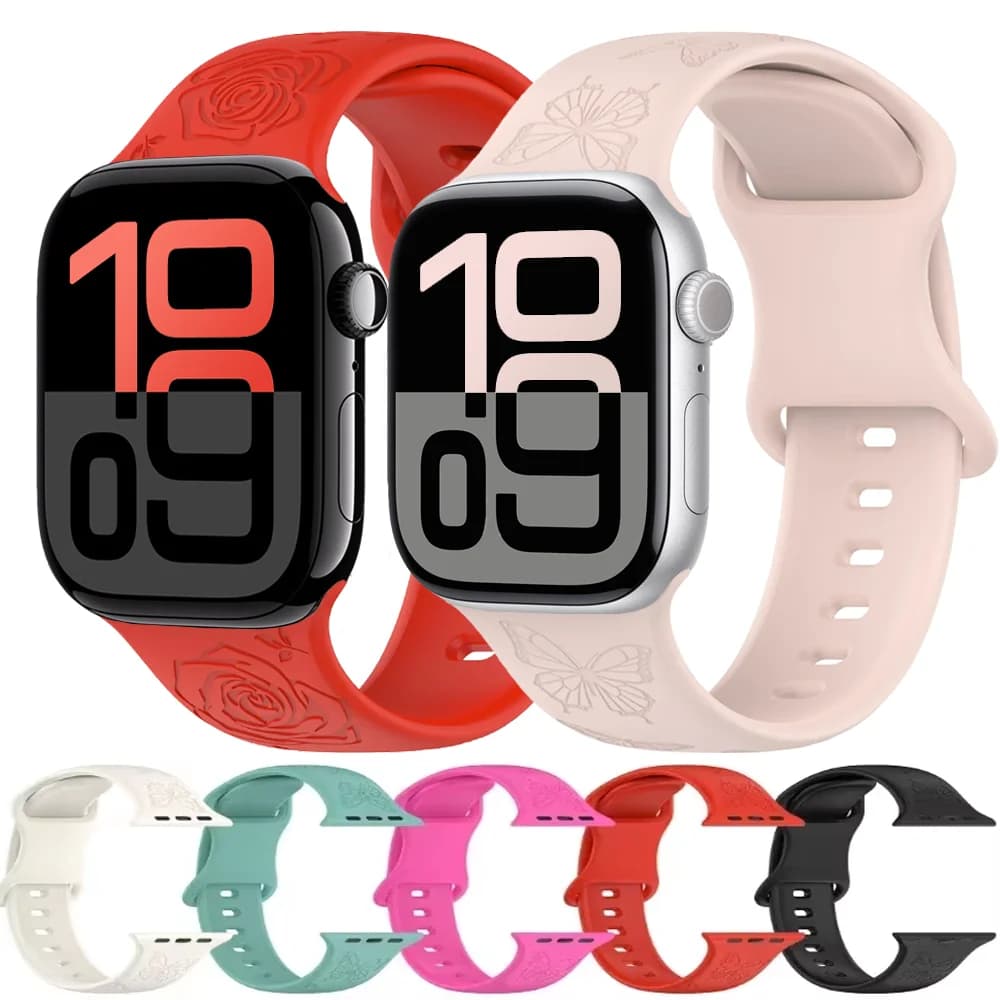 Cinturino in silicone per Apple Watch 11 10 9 8 7 Band 42mm 46mm 45mm 41mm Ultra 3 2 1 49mm Bracciale modello iWatch 6 5 4 SE 40mm 44mm