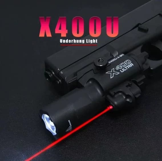 5A-New style x400 and X300 LED Scout Light For Pistol Fit 20mm Rail Airsoft Hanging Hunting Flashlight With laser light