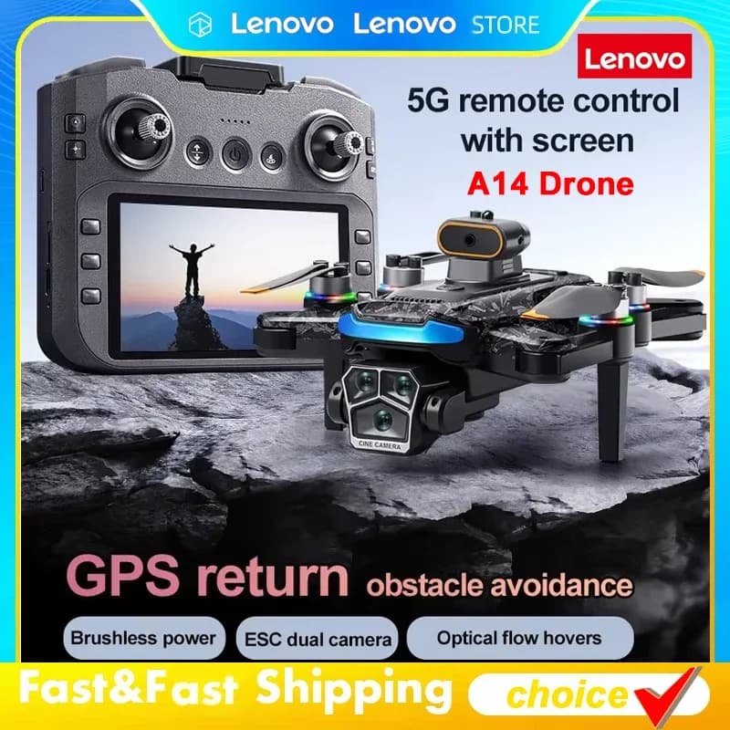 Lenovo A14 8K GPS, Drone con Telecamera HD FPV 5G WiFi, Quadricottero con Telecomando a Schermo Grande, Drone RC Professionale per Riprese Esterne