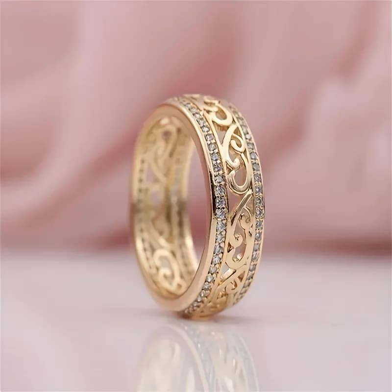 1Pc1pc anello con diamante a motivo cavo da donna, gioielli personalizzati alla moda da donna