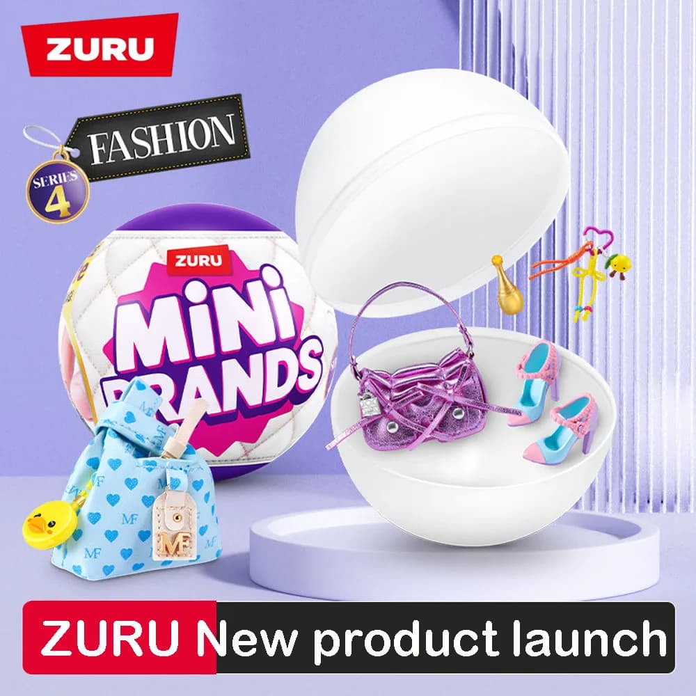ZURU Mini Brands Fashion Serie 4 - Giocattolo da Collezione a Sorpresa con 5 Mini Borse, Scarpe e Accessori di Moda Realistici in Miniatura