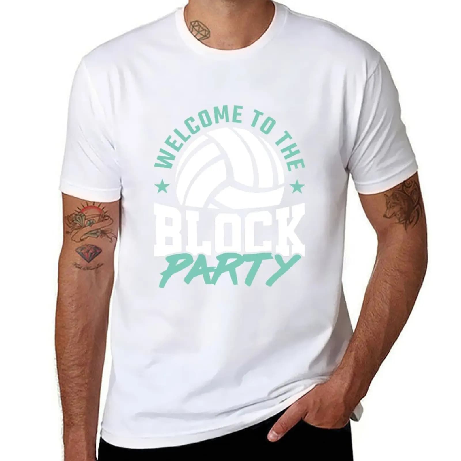 Benvenuti al Block Party Volleyball Middle T-Shirt, maglietta casual da indossare tutti i giorni
