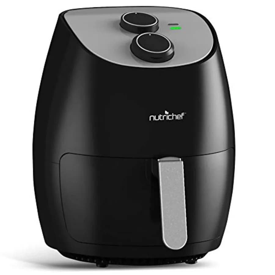 Forno Elettrico ad Aria Calda con Controlli Rotativi - Fornello Multifunzione a Convezione Senza Olio da 2,7 Qt in Acciaio Inossidabile Nero con Cestello
