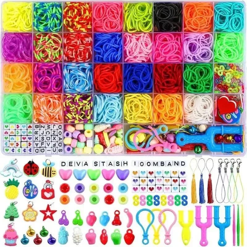40grids/box 2500PCS Rubber Bands Weaving Set DIY Toys Loom Craft Kid Bracelet Braid Silicone Elastic Weave Bands Gifts for Girls