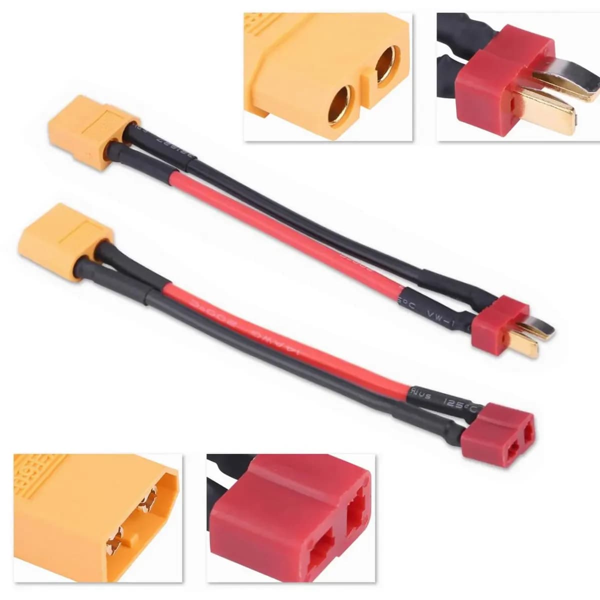 XT60 to Deans T-Plug Male Female Adapter T Connector to XT60 Female Cable 100mm for Lipo Battery 14AWG RC Parts