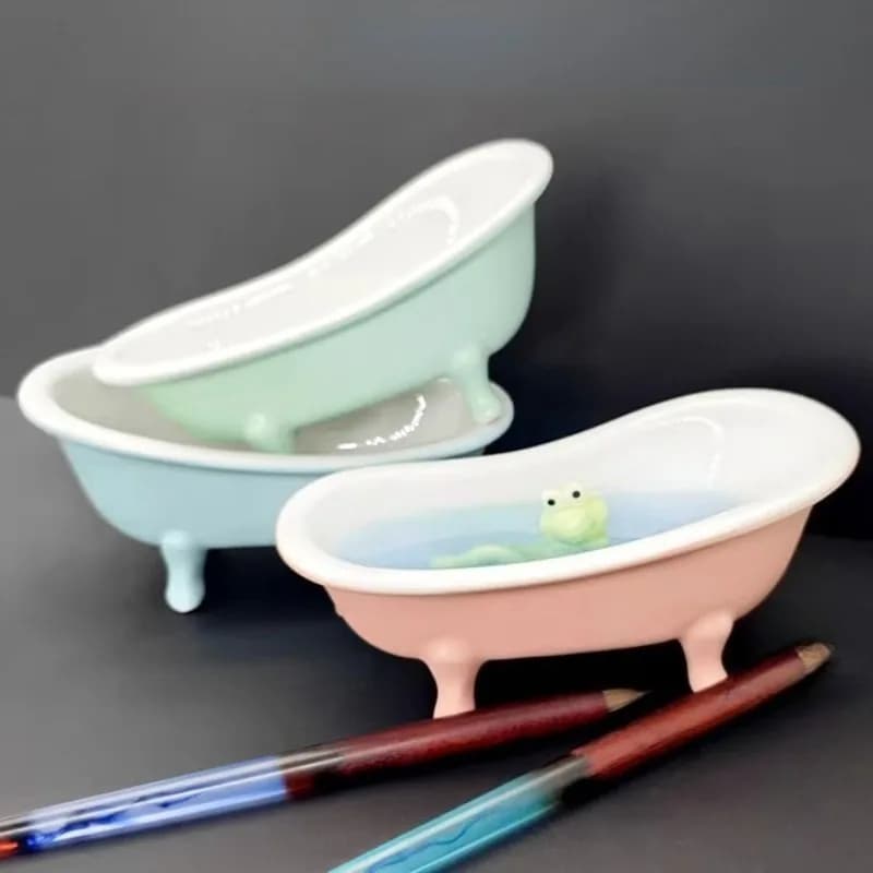 Ceramica creativa Piccola vasca da bagno Penna Secchio per il lavaggio Studenti d'arte Pittura Speciale Acquerello/acrilico/gouache Pennello Rondella
