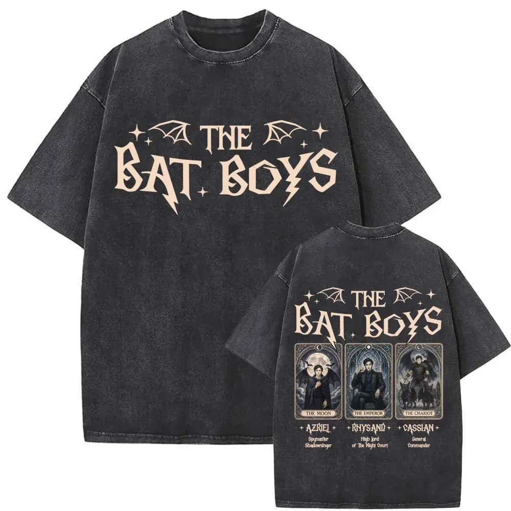 The Bat Boys Tarocchi Card T Shirt Rhysand Cassian Azriel ACOTAR Estetica T-shirt Uomo Donna Moda Vintage T-shirt in cotone lavato