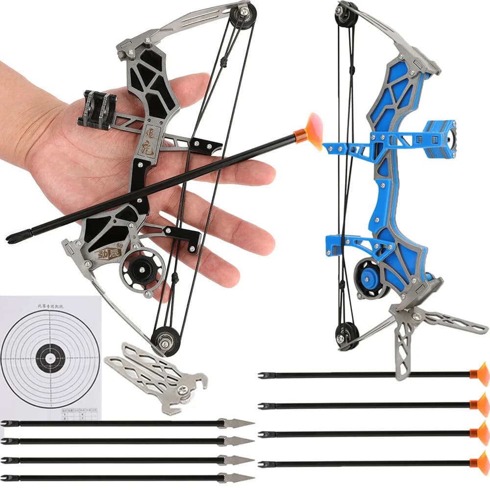 Mini Compound Bow 12lbs 12pcs Suction Cup Arrows 316 Manganese Steel Bow Limbs EVA Target Shooting Decompression Toy Sport