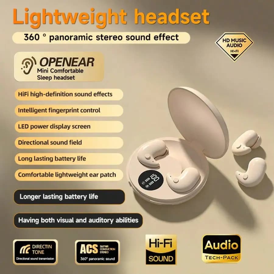 Nuovi auricolari Senyang True Wireless 5.3 In-Ear Smart per il sonno, comodi auricolari Bluetooth per musica e video, TWS HIFI Bass 9D Stereo HD per chiamate, compatibili con Android e iPhone, auricolari sportivi per cellulare, cuffie per il sonno.