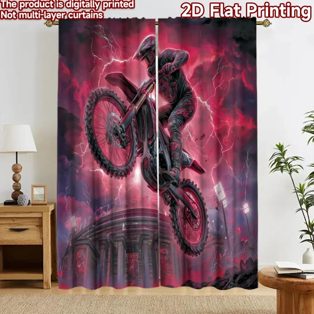 Cyberpunk Superhero Digital Print Comic Art Curtains Pair 2pcs SciFi Action Pop Culture Window Curtain Decor