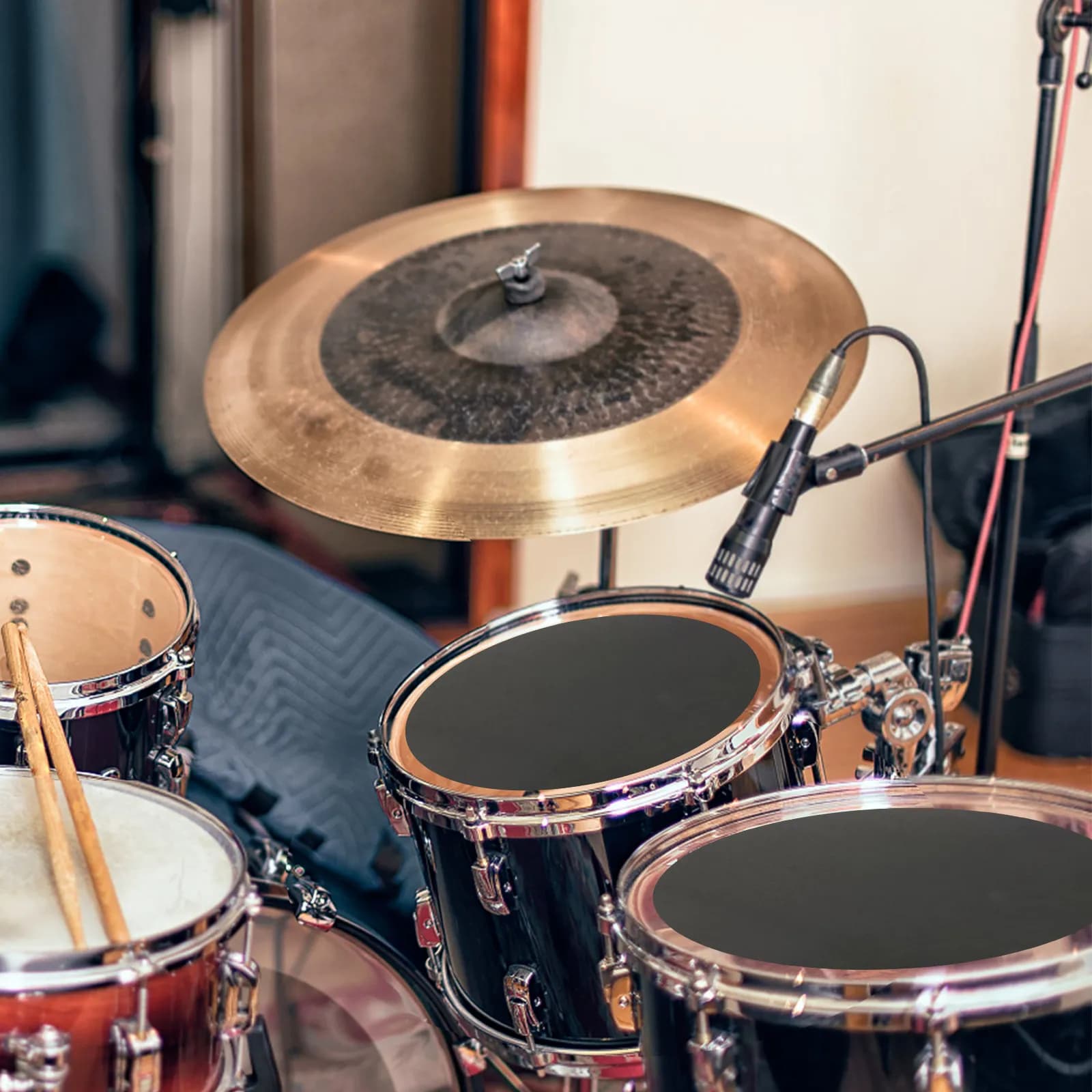 Set di 4 Smorzatori per Batteria in Silicone, Accessori Silenziatori per Percussioni, Pad Mute Neri
