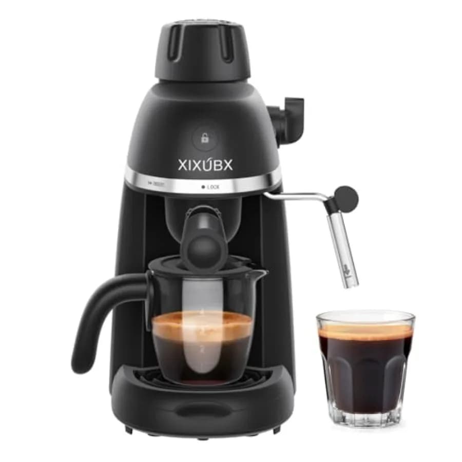 Macchina per Caffè Espresso e Cappuccino 3.5 Bar con Lancia Vapore, Design Compatto, per Latte, con Blocco di Sicurezza e Tr